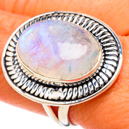 Rainbow Moonstone Rings handcrafted by Ana Silver Co - RING104542