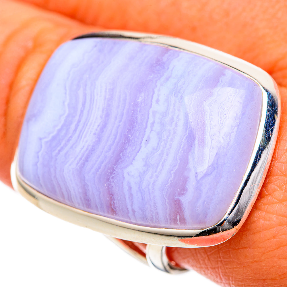 Blue Lace Agate Rings handcrafted by Ana Silver Co - RING104543