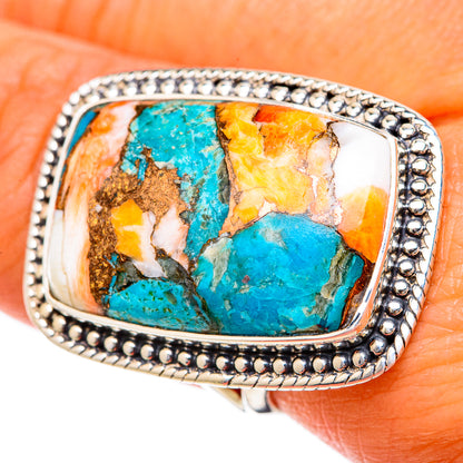 Spiny Oyster Turquoise Rings handcrafted by Ana Silver Co - RING104545