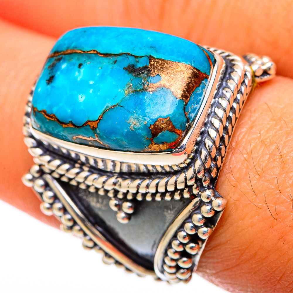 Blue Copper Composite Turquoise Rings handcrafted by Ana Silver Co - RING104553