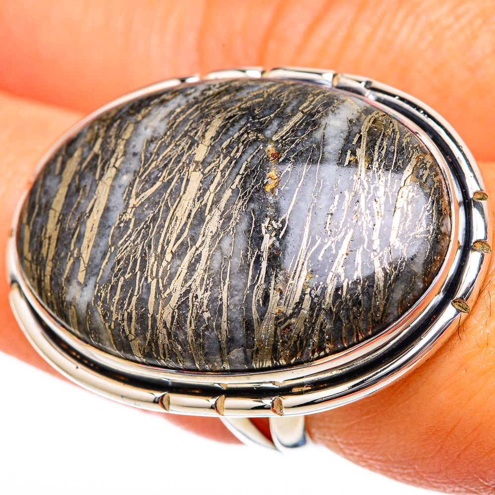 Pyrite Agate Rings handcrafted by Ana Silver Co - RING104574