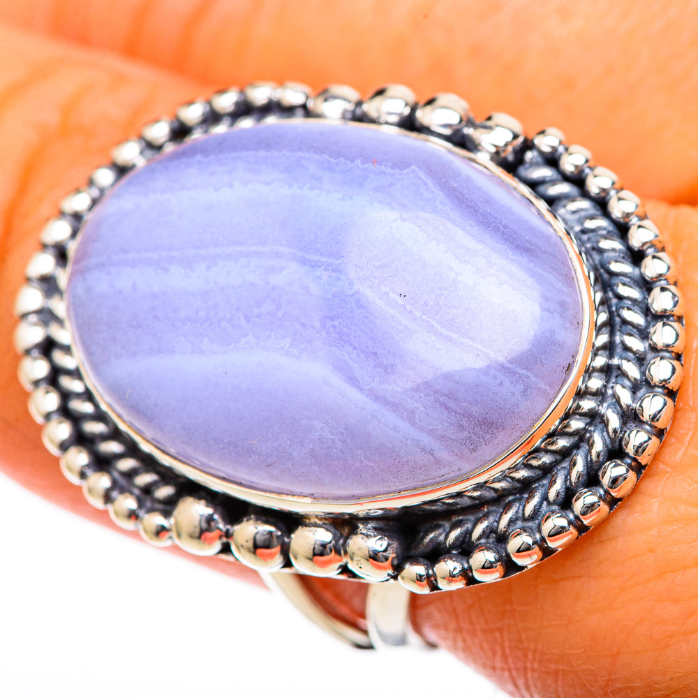 Blue Lace Agate Rings handcrafted by Ana Silver Co - RING104580