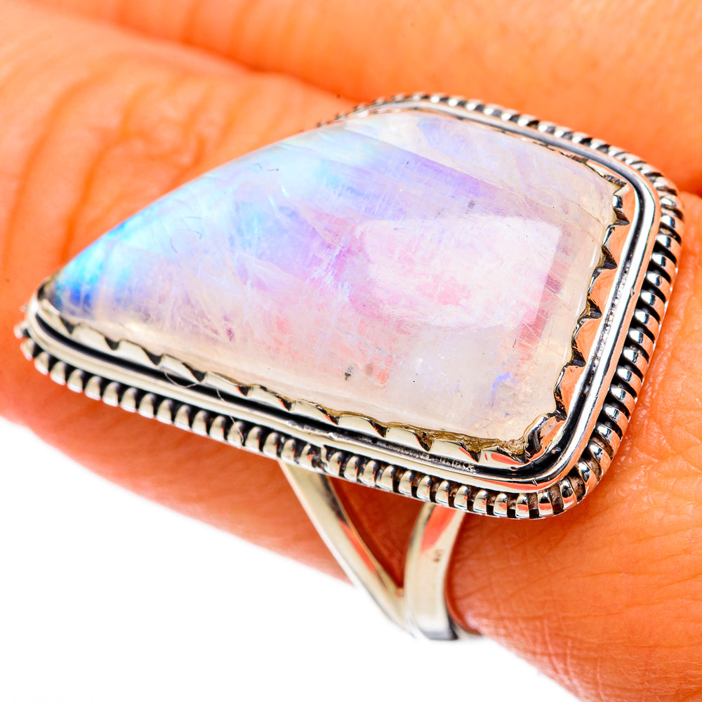 Rainbow Moonstone Rings handcrafted by Ana Silver Co - RING104582