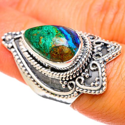Azurite Malachite Rings handcrafted by Ana Silver Co - RING104584
