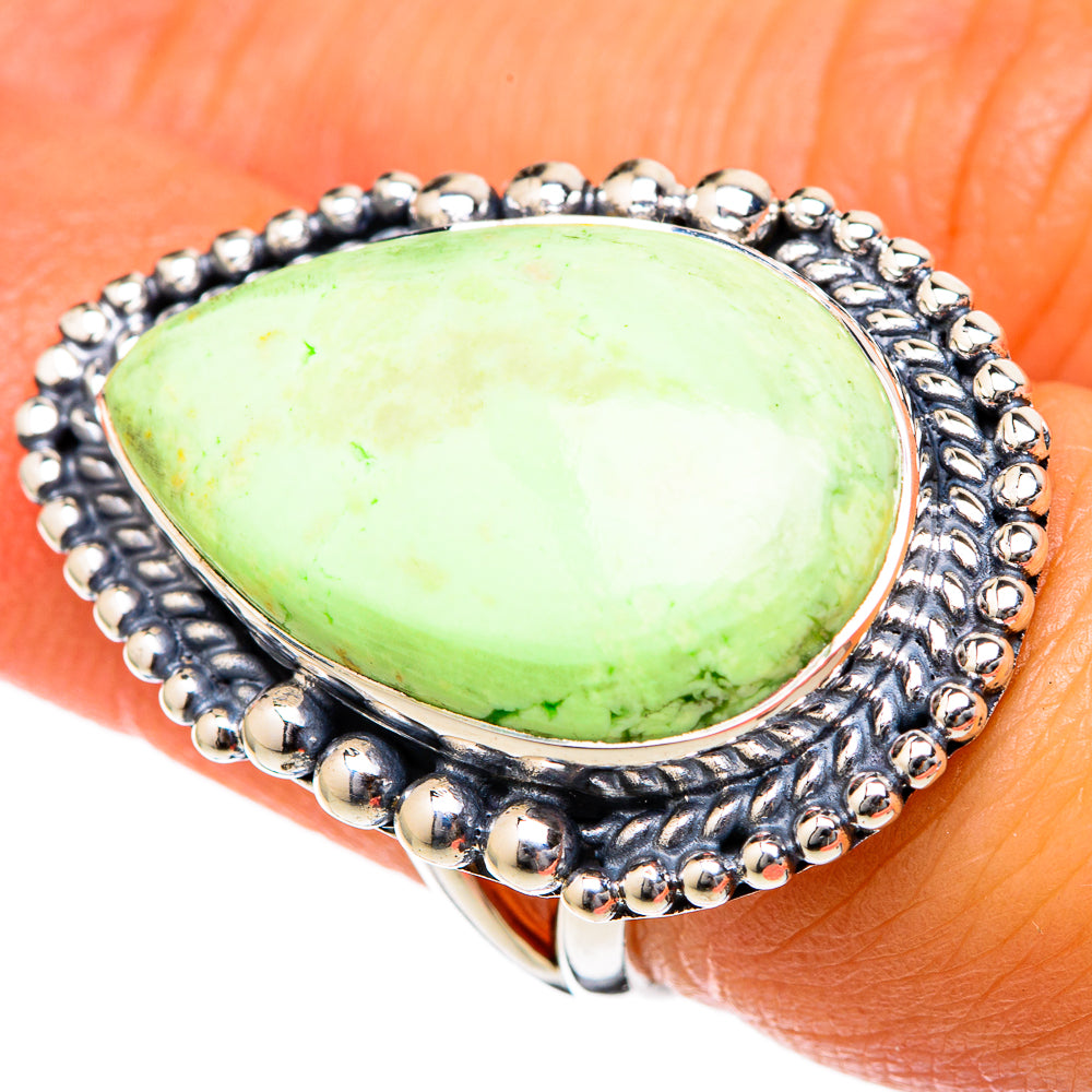 Lemon Chrysoprase Rings handcrafted by Ana Silver Co - RING104597