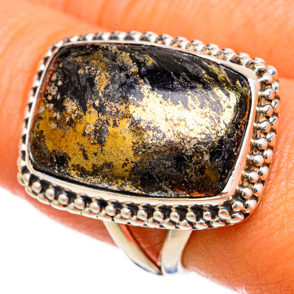 Pyrite Agate Rings handcrafted by Ana Silver Co - RING104608