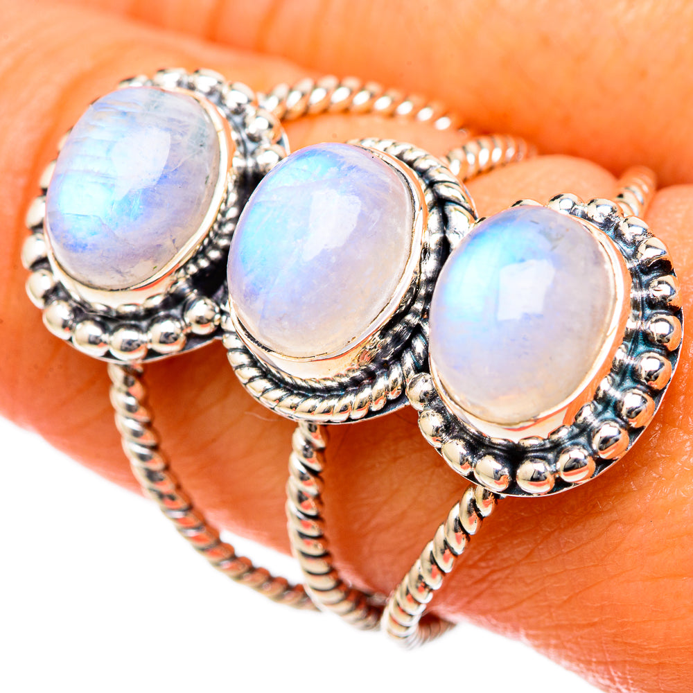 Rainbow Moonstone Rings handcrafted by Ana Silver Co - RING104613