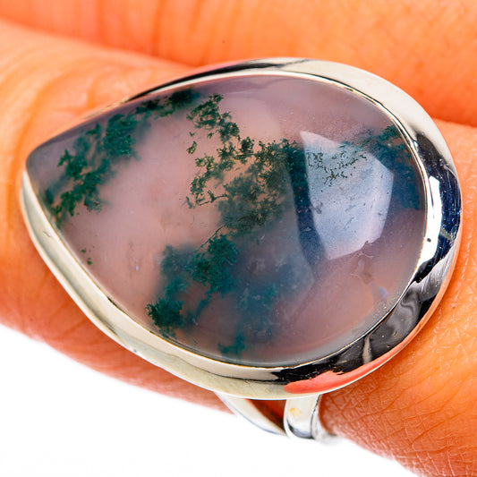 Green Moss Agate Rings handcrafted by Ana Silver Co - RING104619