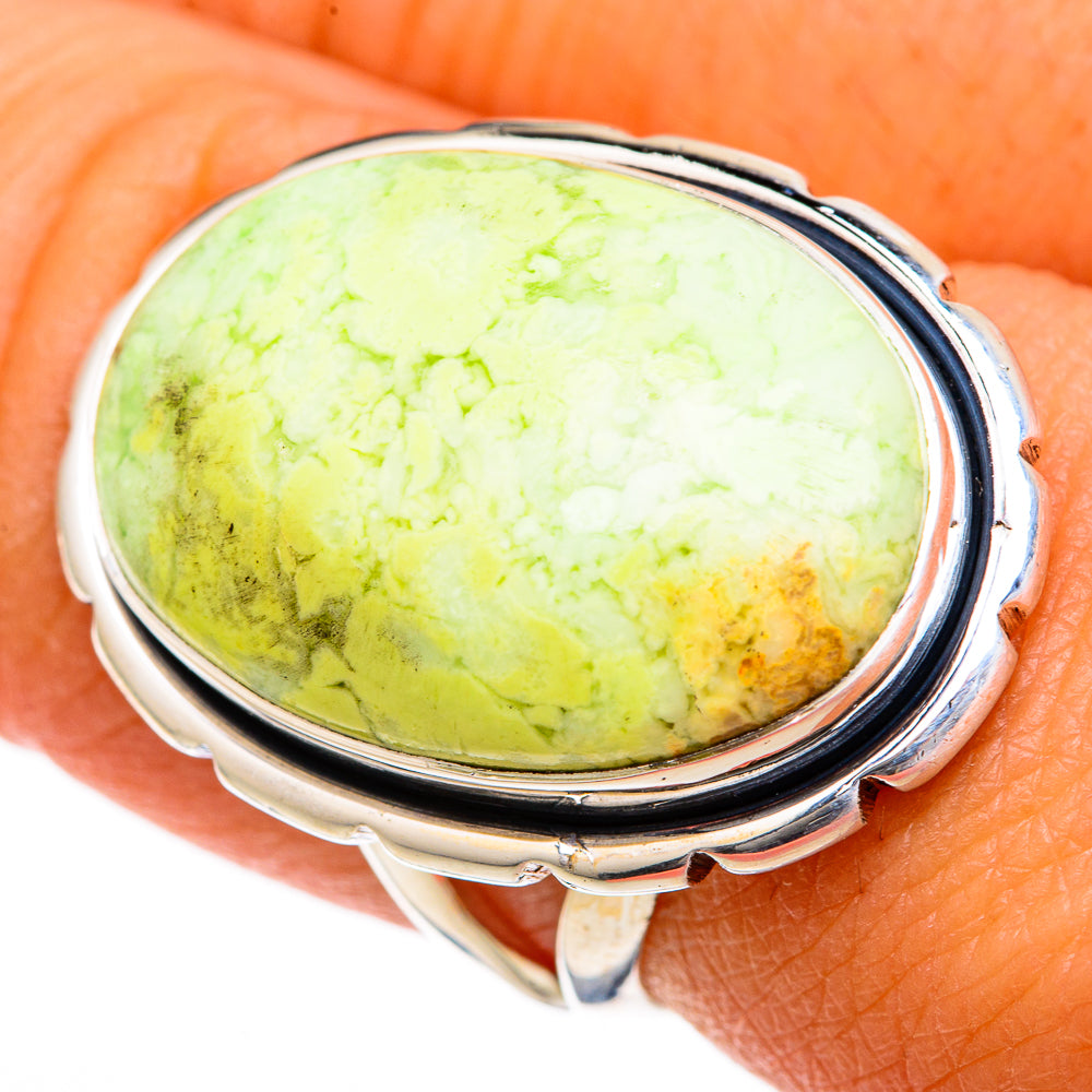 Lemon Chrysoprase Rings handcrafted by Ana Silver Co - RING104634