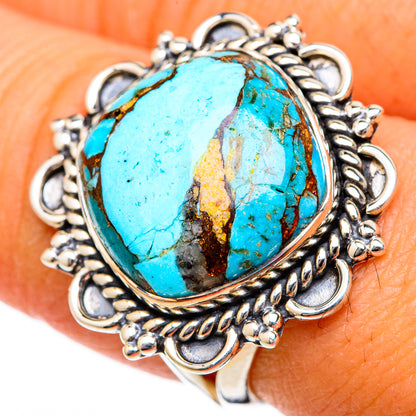 Blue Copper Composite Turquoise Rings handcrafted by Ana Silver Co - RING104659