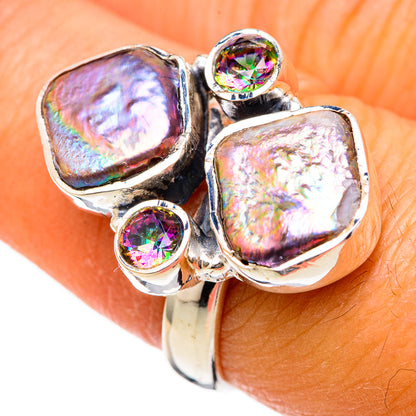 Titanium Mother Of Pearl Rings handcrafted by Ana Silver Co - RING104673
