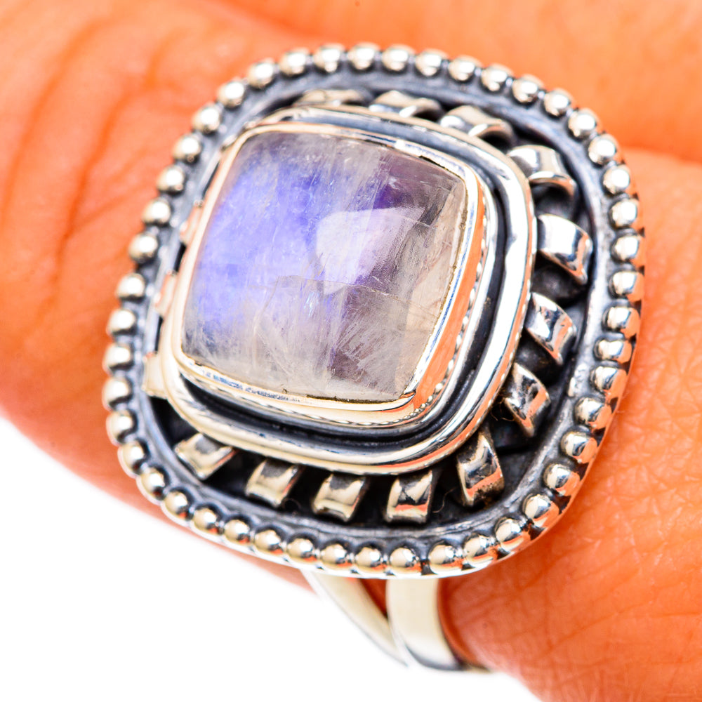 Rainbow Moonstone Rings handcrafted by Ana Silver Co - RING104678