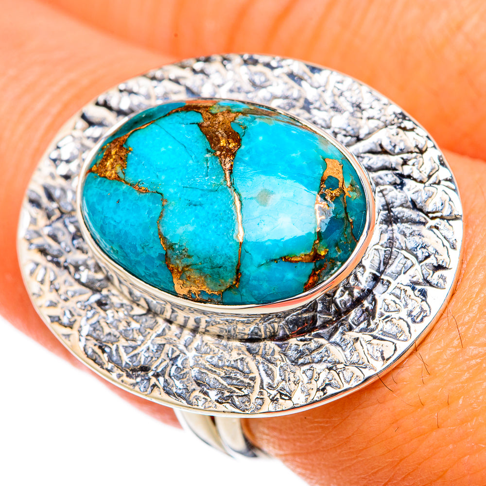 Blue Copper Composite Turquoise Rings handcrafted by Ana Silver Co - RING104687