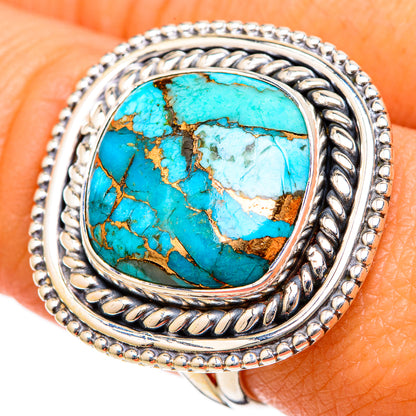 Blue Copper Composite Turquoise Rings handcrafted by Ana Silver Co - RING104708