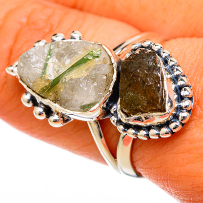 Green Tourmaline In Quartz Rings handcrafted by Ana Silver Co - RING104716