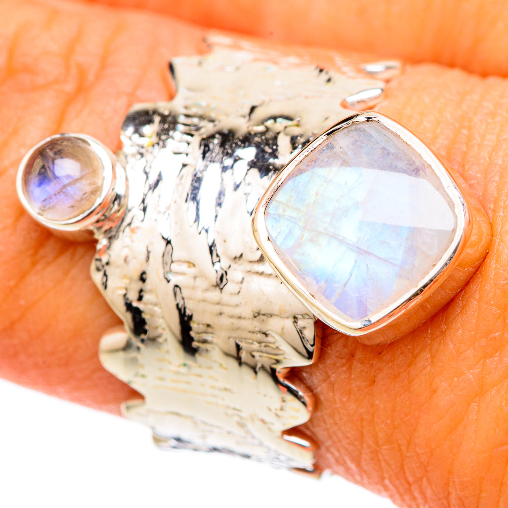 Rainbow Moonstone Rings handcrafted by Ana Silver Co - RING104744