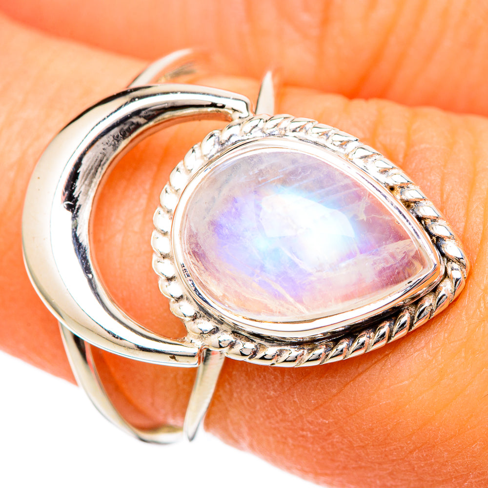 Rainbow Moonstone Rings handcrafted by Ana Silver Co - RING104745