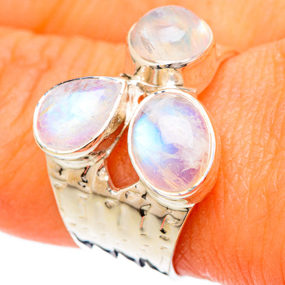 Rainbow Moonstone Rings handcrafted by Ana Silver Co - RING104746