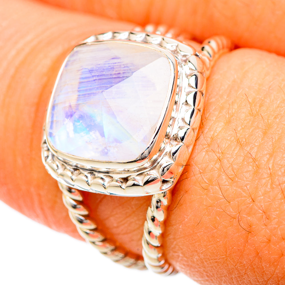 Rainbow Moonstone Rings handcrafted by Ana Silver Co - RING104747