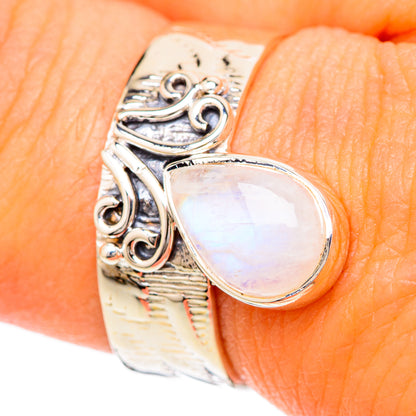 Rainbow Moonstone Rings handcrafted by Ana Silver Co - RING104748