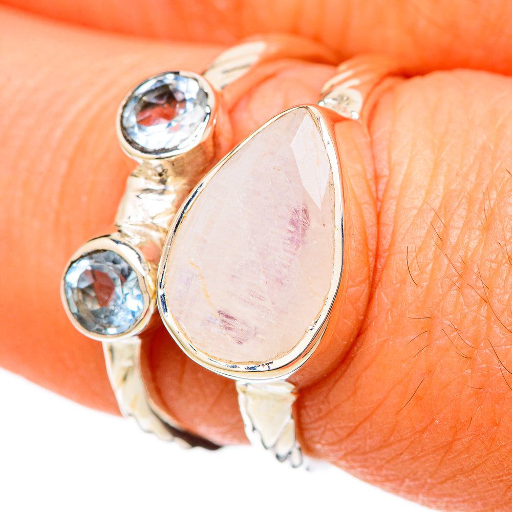 Rainbow Moonstone Rings handcrafted by Ana Silver Co - RING104789