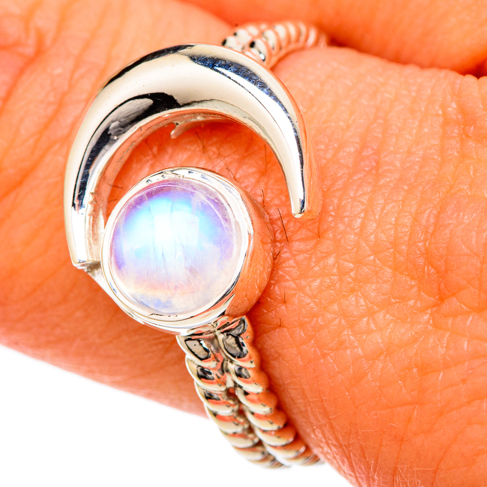 Rainbow Moonstone Rings handcrafted by Ana Silver Co - RING104790