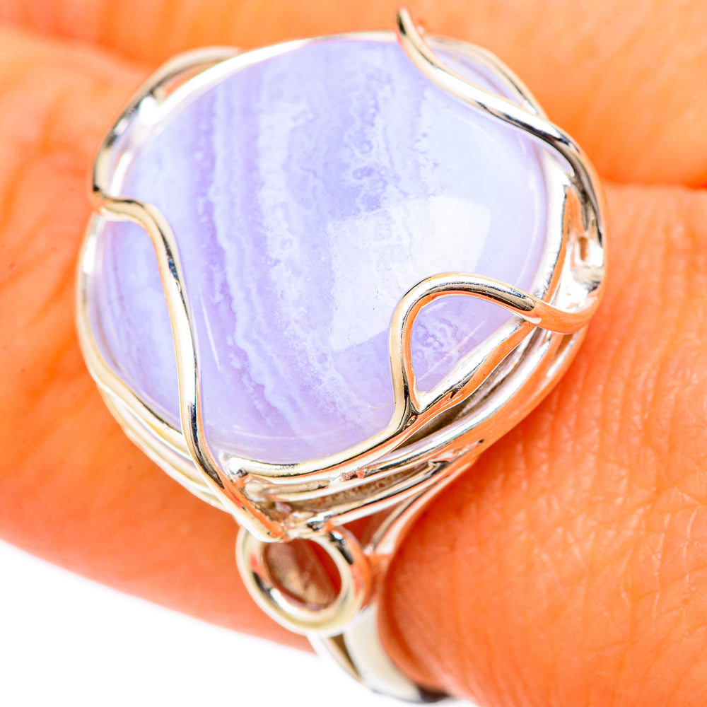 Blue Lace Agate Rings handcrafted by Ana Silver Co - RING104794