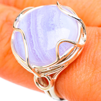 Blue Lace Agate Rings handcrafted by Ana Silver Co - RING104794
