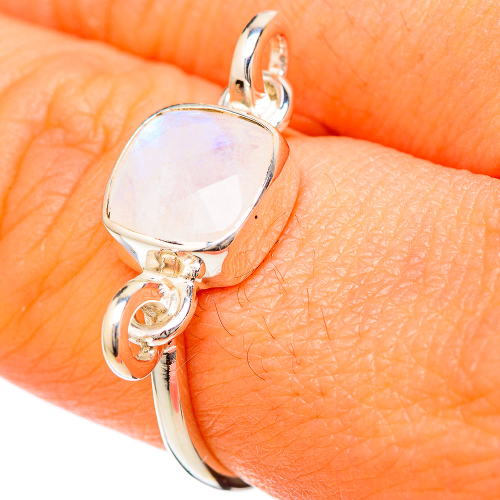 Rainbow Moonstone Rings handcrafted by Ana Silver Co - RING104826