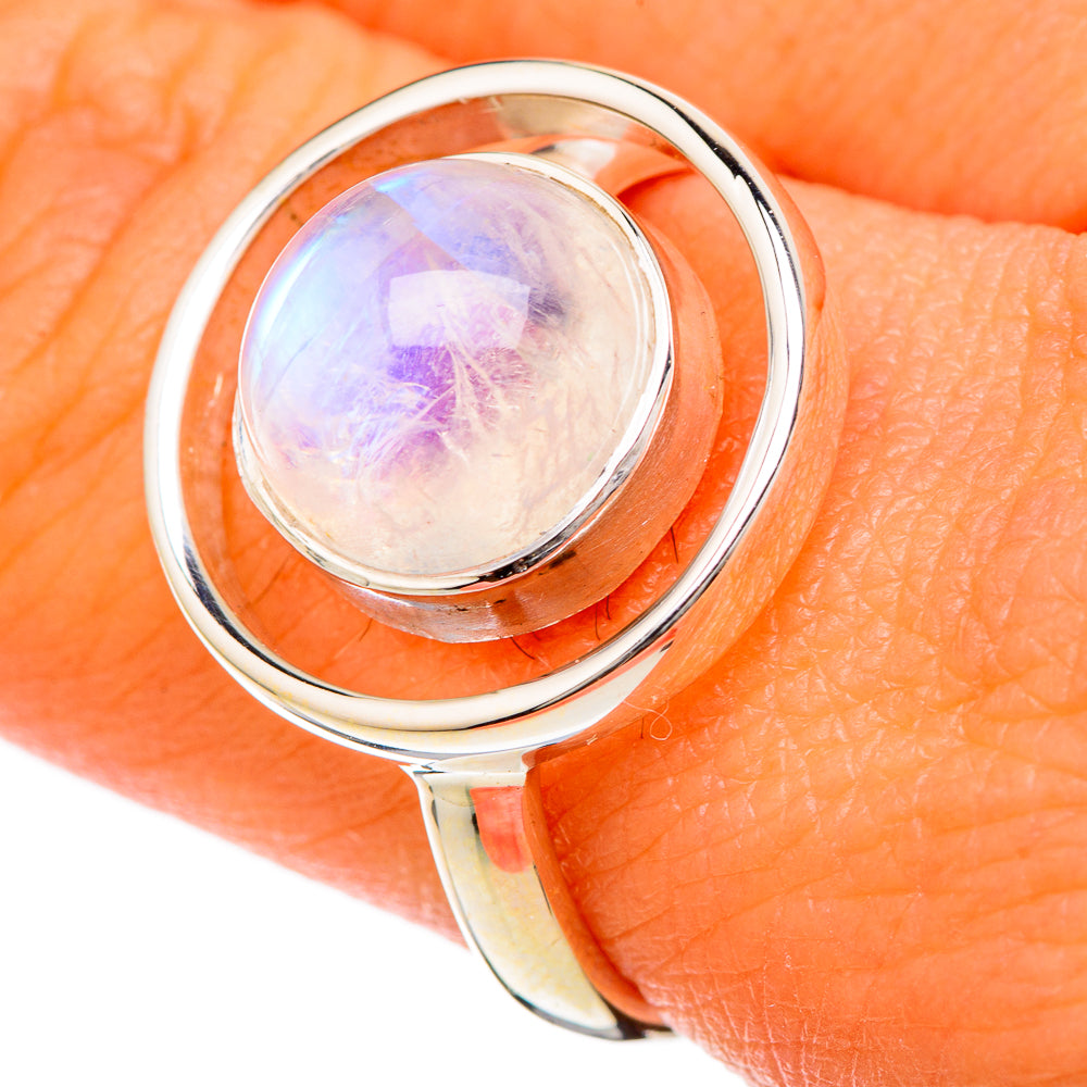Rainbow Moonstone Rings handcrafted by Ana Silver Co - RING104827