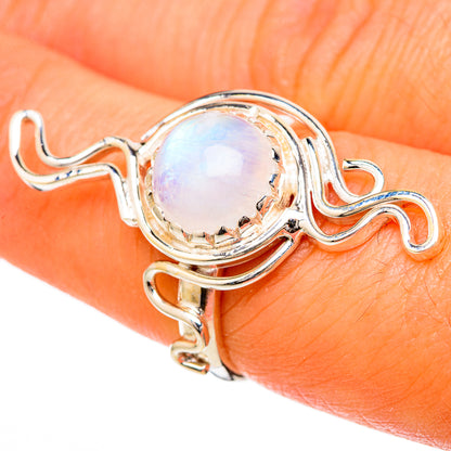 Rainbow Moonstone Rings handcrafted by Ana Silver Co - RING104828