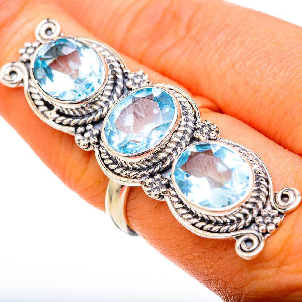 Blue Topaz Rings handcrafted by Ana Silver Co - RING104841