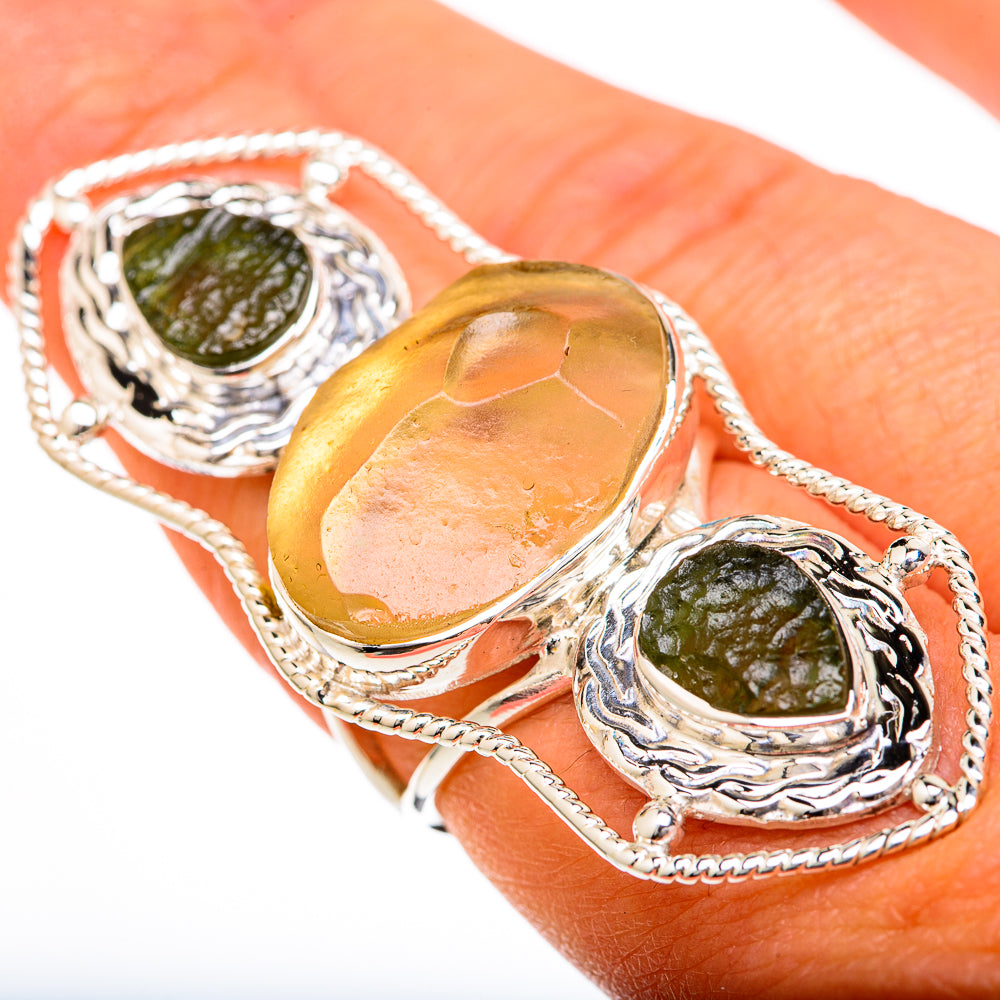 Libyan Desert Glass Rings handcrafted by Ana Silver Co - RING104848