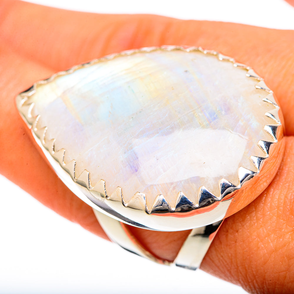 Rainbow Moonstone Rings handcrafted by Ana Silver Co - RING104860