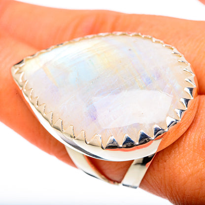 Rainbow Moonstone Rings handcrafted by Ana Silver Co - RING104860