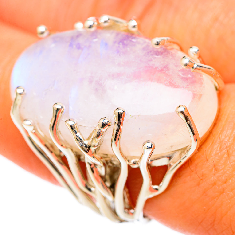 Rainbow Moonstone Rings handcrafted by Ana Silver Co - RING104861