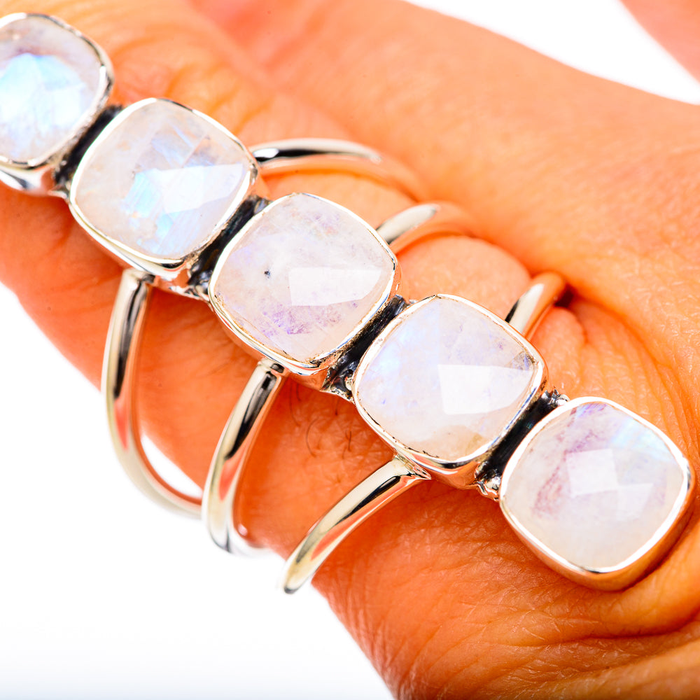 Rainbow Moonstone Rings handcrafted by Ana Silver Co - RING104863