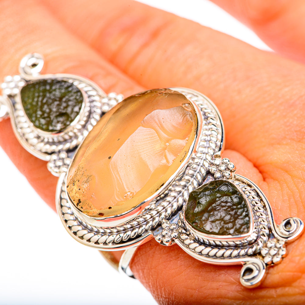 Libyan Desert Glass Rings handcrafted by Ana Silver Co - RING104881