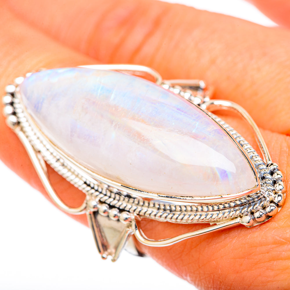 Rainbow Moonstone Rings handcrafted by Ana Silver Co - RING104895