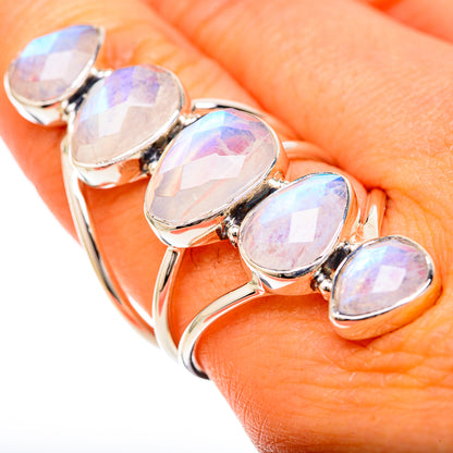 Rainbow Moonstone Rings handcrafted by Ana Silver Co - RING104896