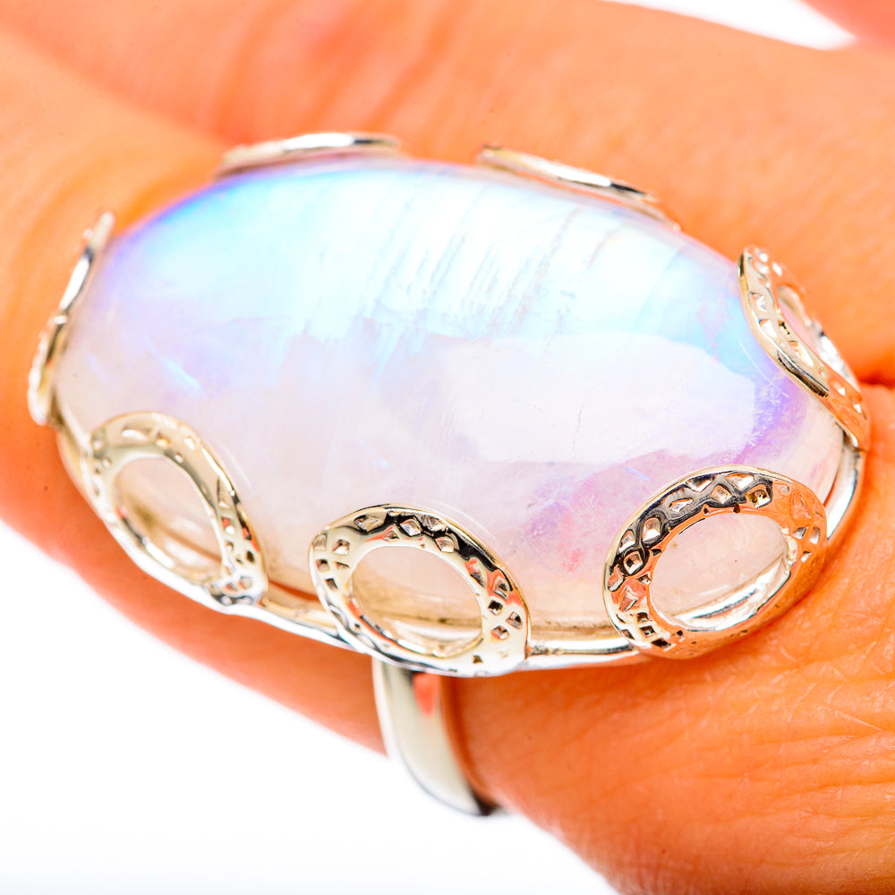 Rainbow Moonstone Rings handcrafted by Ana Silver Co - RING104898