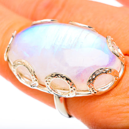 Rainbow Moonstone Rings handcrafted by Ana Silver Co - RING104898