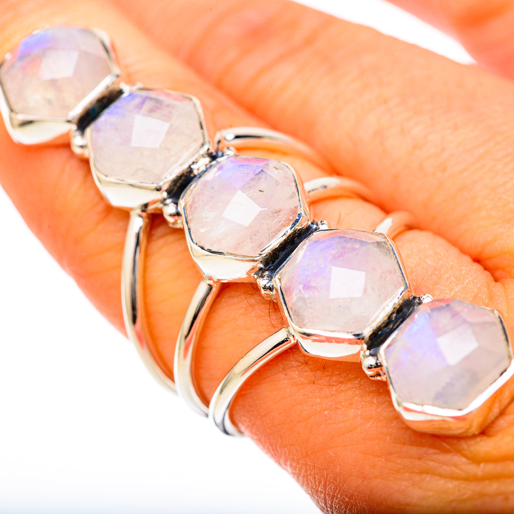 Rainbow Moonstone Rings handcrafted by Ana Silver Co - RING104899