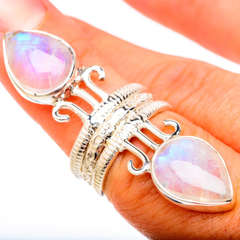Rainbow Moonstone Rings handcrafted by Ana Silver Co - RING104900