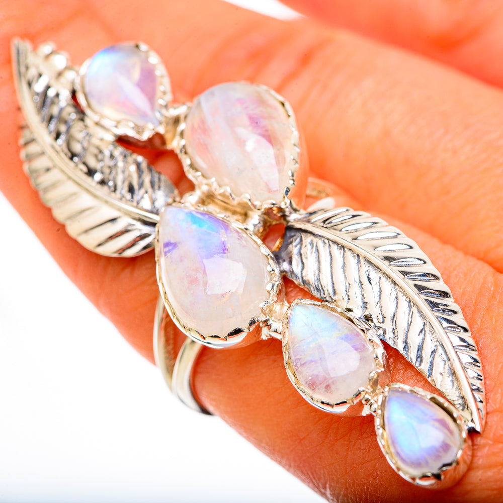 Rainbow Moonstone Rings handcrafted by Ana Silver Co - RING104902