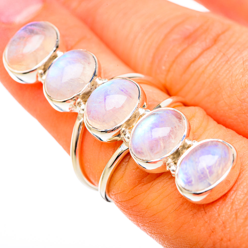 Rainbow Moonstone Rings handcrafted by Ana Silver Co - RING104903