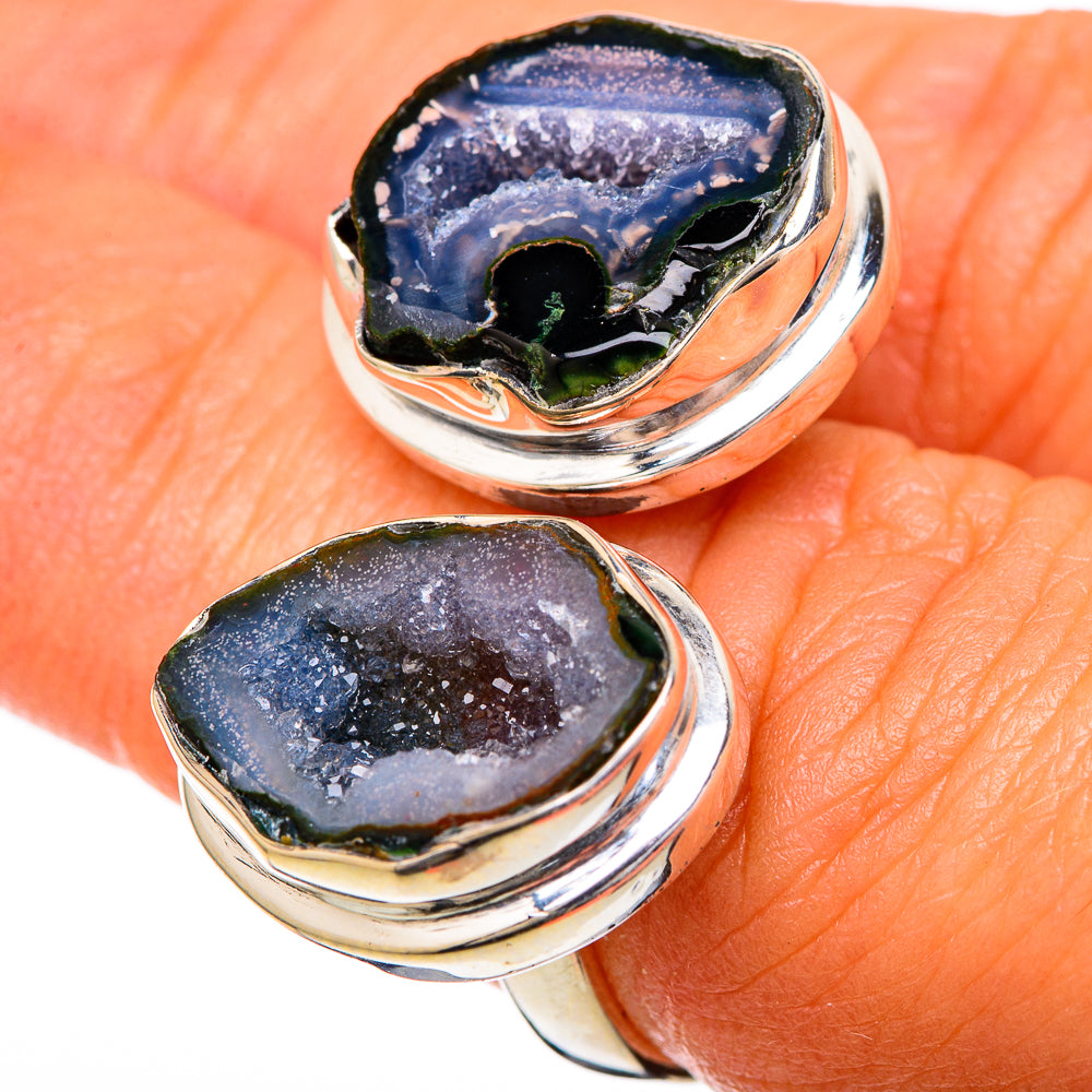 Coconut Geode Druzy Rings handcrafted by Ana Silver Co - RING104925