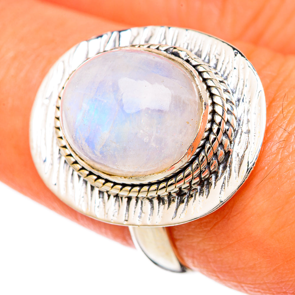 Rainbow Moonstone Rings handcrafted by Ana Silver Co - RING104929