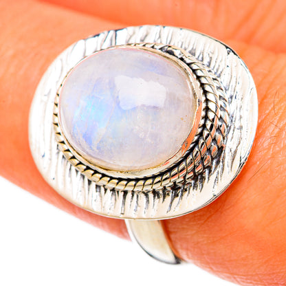 Rainbow Moonstone Rings handcrafted by Ana Silver Co - RING104929
