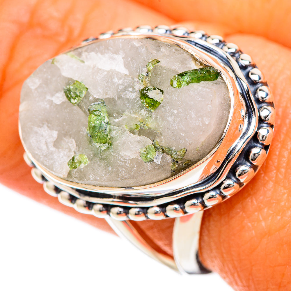 Green Tourmaline In Quartz Rings handcrafted by Ana Silver Co - RING104941